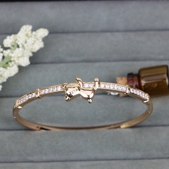 Charming Rose Gold Bangle with Adorable Bear Design, XPBL0527 - Picture 10 of 12